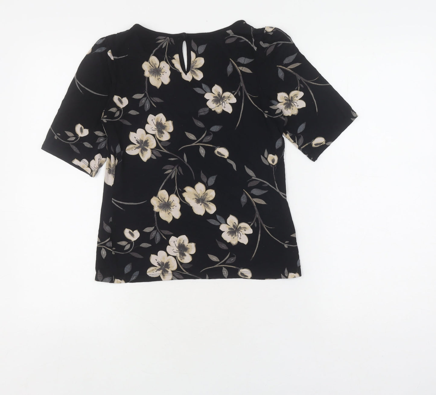 Next Women Petites Black Floral Short Sleeve Top