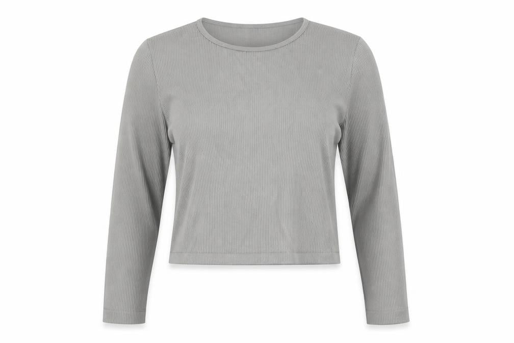 Out From Under Women's Grey Cropped Long Sleeve T-Shirt