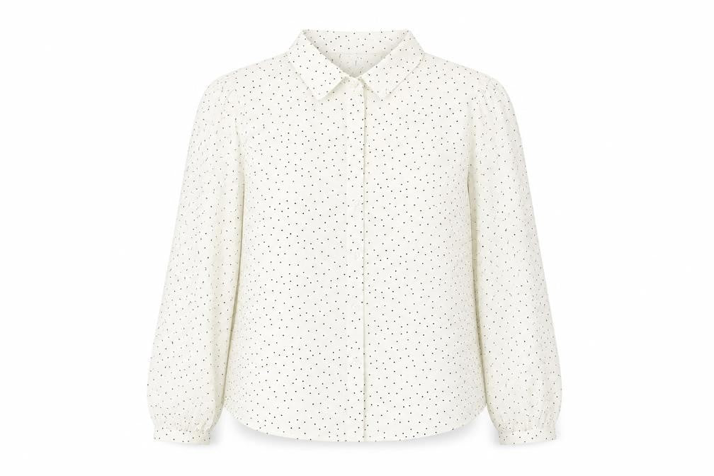 Brave Soul Women’s White Polka Dot Button-Up Shirt S