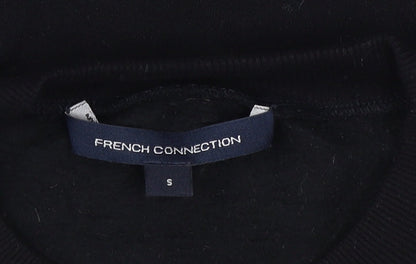 Close-up detail of French Connection Women's Black Pullover Sweatshirt S