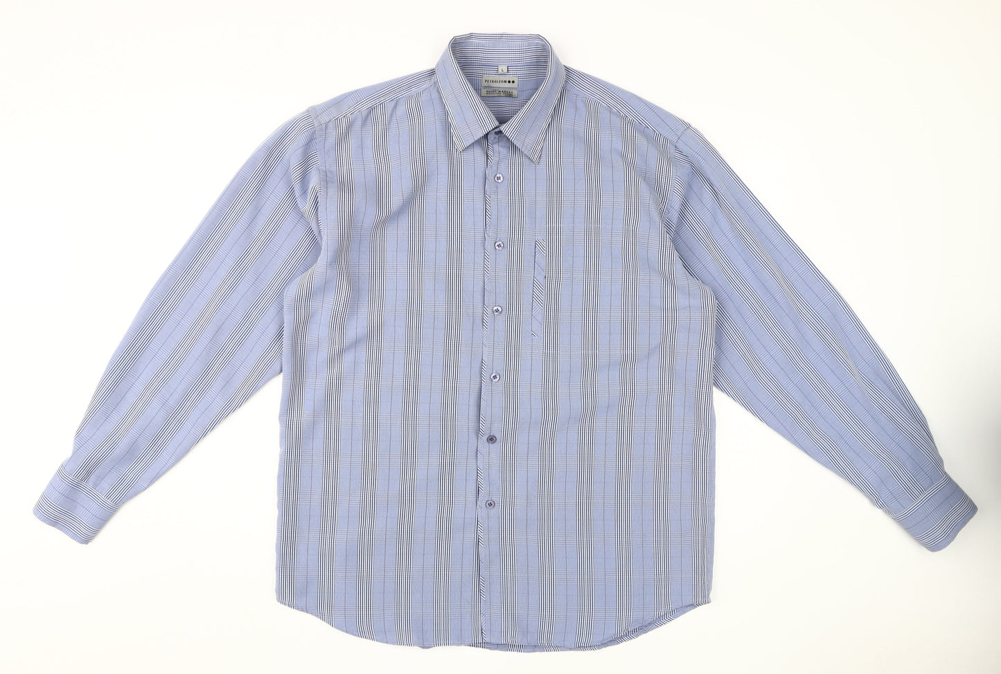 Petroleum Men's Blue Striped Dress Shirt L