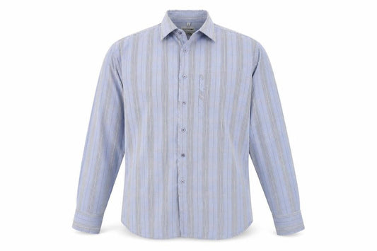 Petroleum Men's Blue Striped Dress Shirt L
