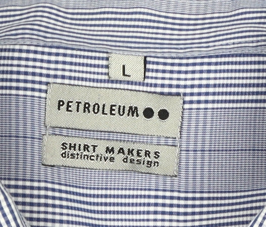 Petroleum Men's Blue Striped Dress Shirt L