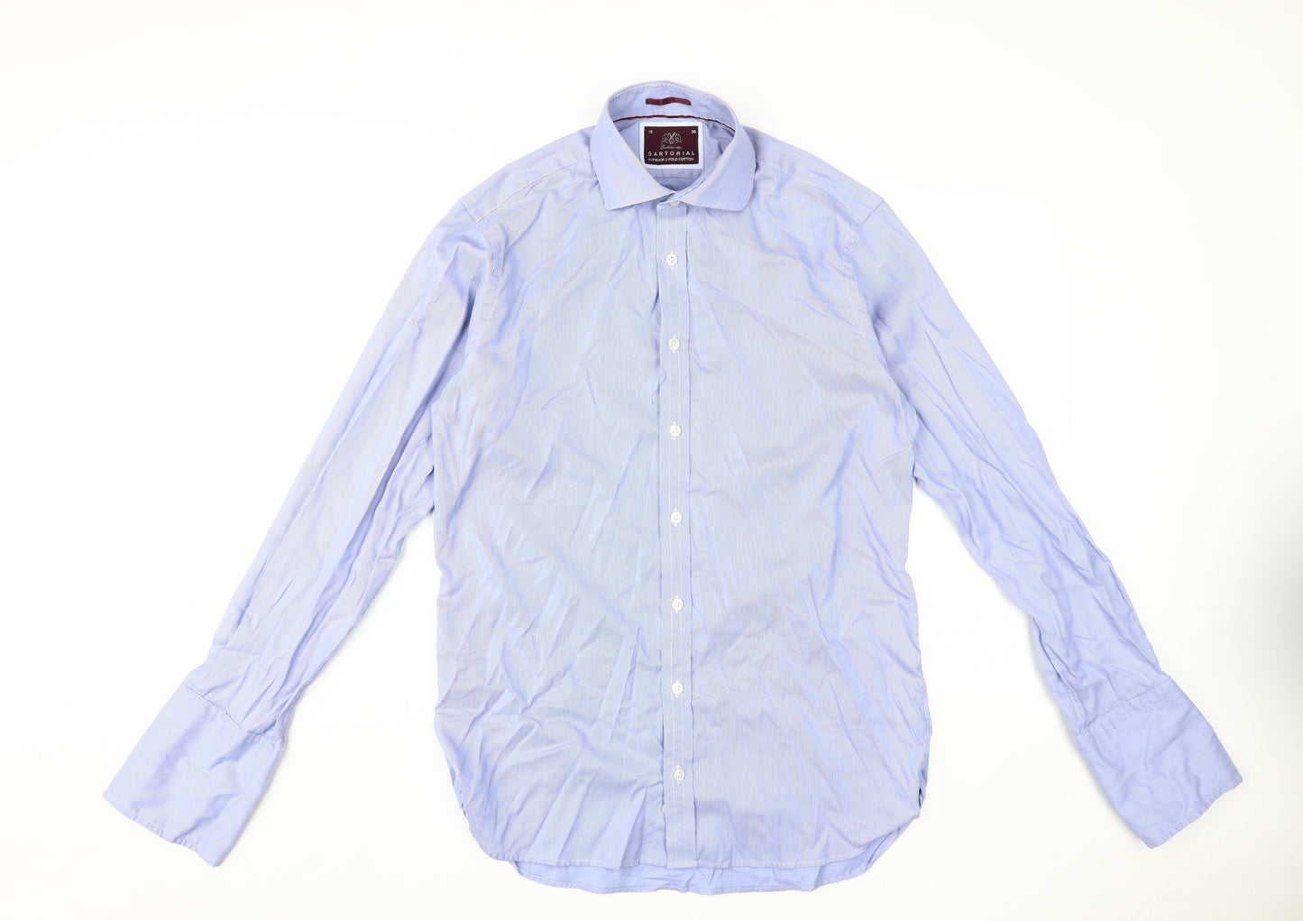 Marks and Spencer Men's Blue Striped Dress Shirt, Size 15