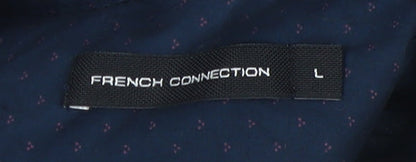 Close-up detail of French Connection Men's Blue Collared Button-Up Shirt L
