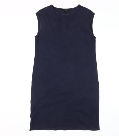 Additional front view of Jaeger Women's Blue Sheath Dress S Sleeveless Stretch