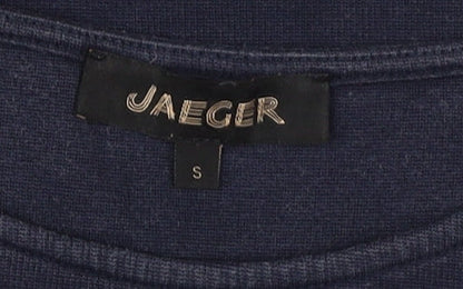Close-up detail of Jaeger Women's Blue Sheath Dress S Sleeveless Stretch