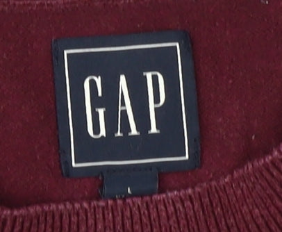 Gap Men's Red Pullover Jumper, L, Crew Neck Cotton Knit