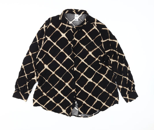 Anko Women's Plus Size Black Geometric Long Sleeve Blouse