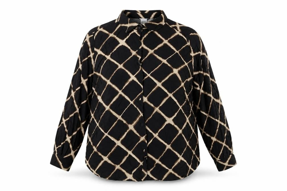 Anko Women's Plus Size Black Geometric Long Sleeve Blouse