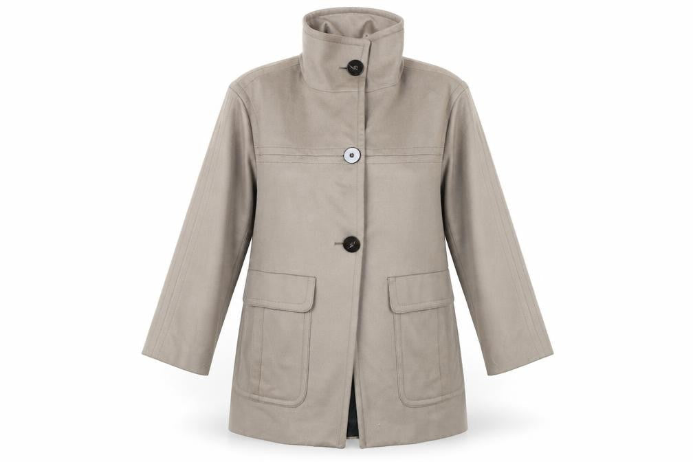 Zara Women's Beige Wool Overcoat, Size 8, Classic Style