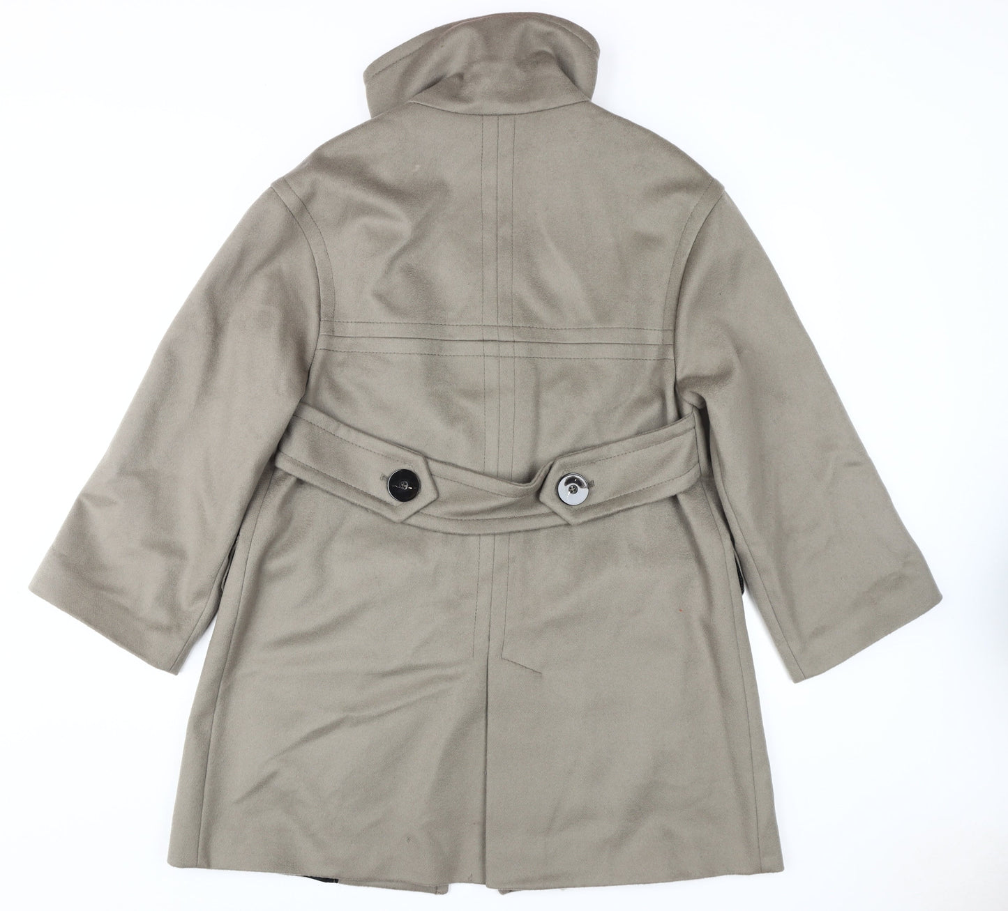 Zara Women's Beige Wool Overcoat, Size 8, Classic Style