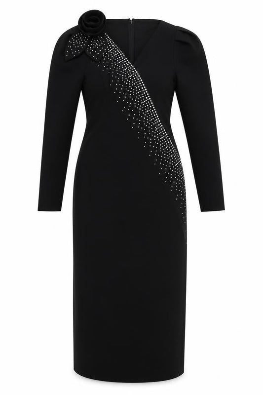 La Regina Black Bodycon Dress Women 8 Long Sleeve Party