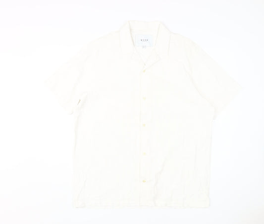 Wear London Men's White Short Sleeve Button-Up Shirt L