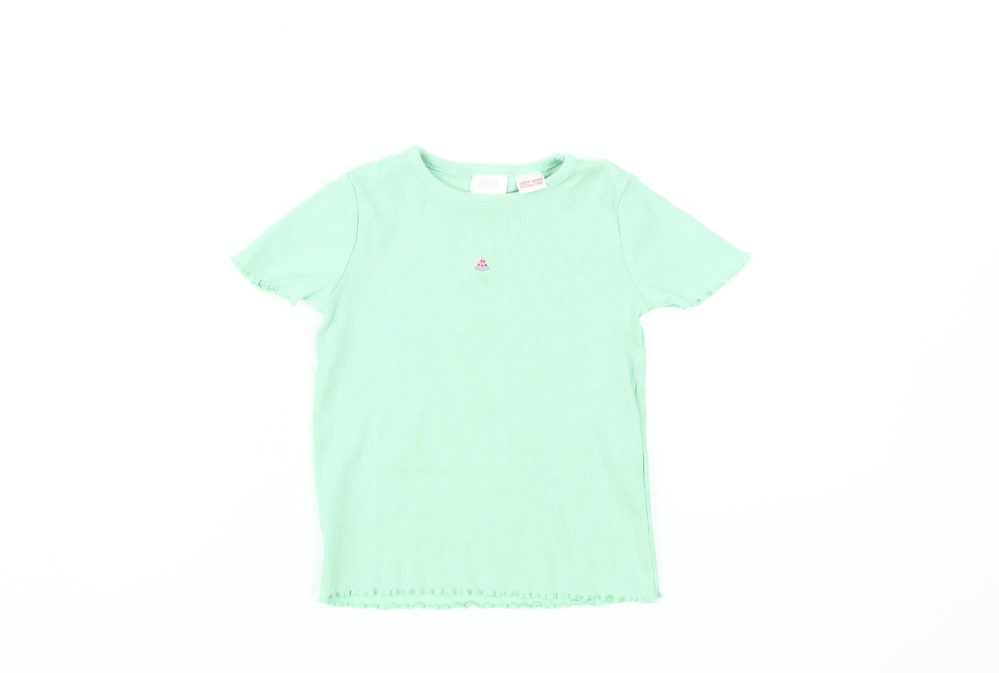 Zara Girls Green Short Sleeve T-Shirt, 4-5 Years, Casual Style
