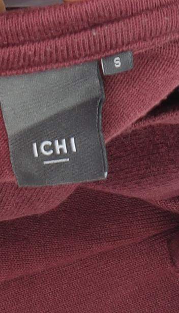 Close-up detail of ICHI Women's Red Ruffle Jersey Blouse -, size S
