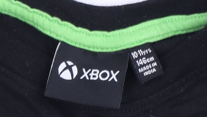 Close-up detail of Xbox boys’ black graphic long sleeve t-shirt, size 146