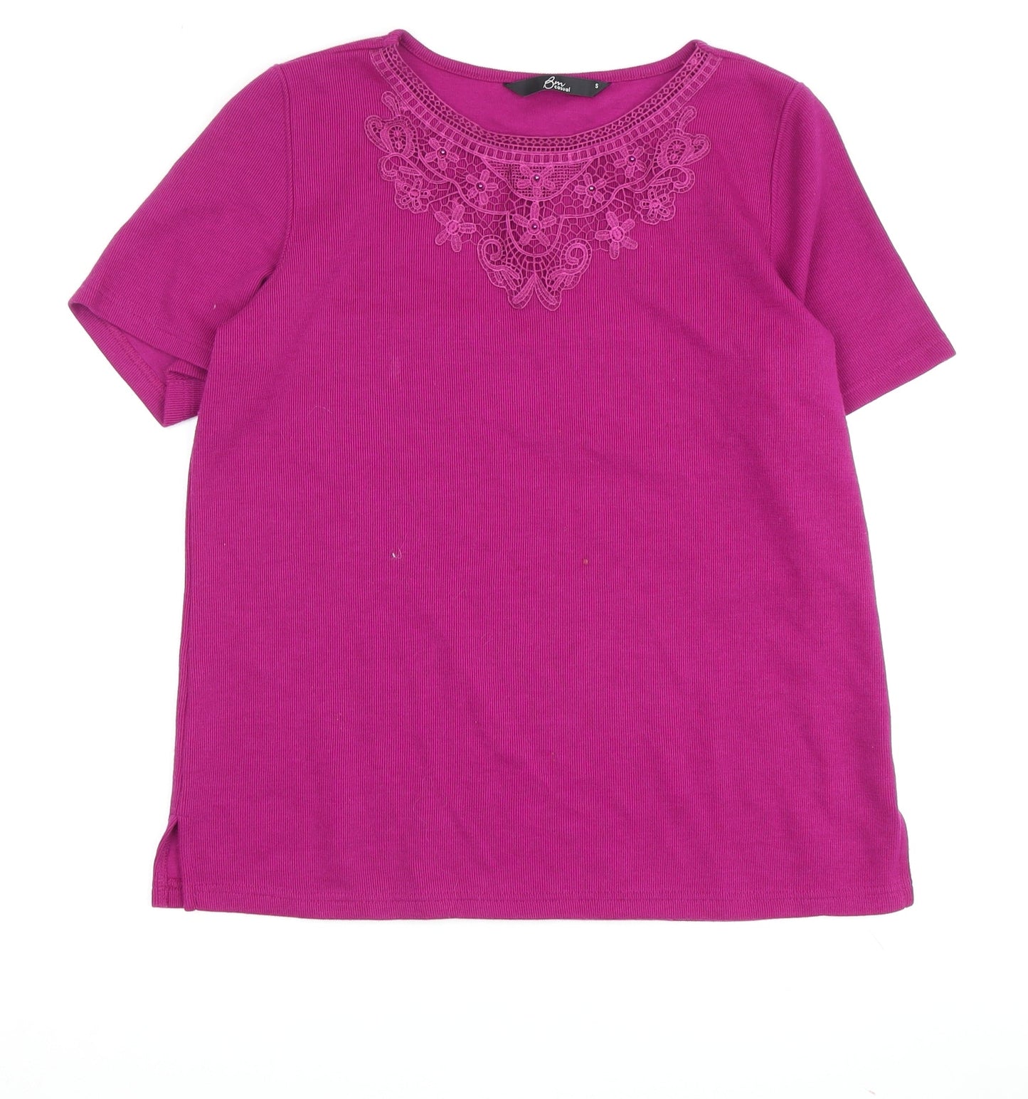 BM Casual Women's Purple Embroidered T-Shirt - Size S