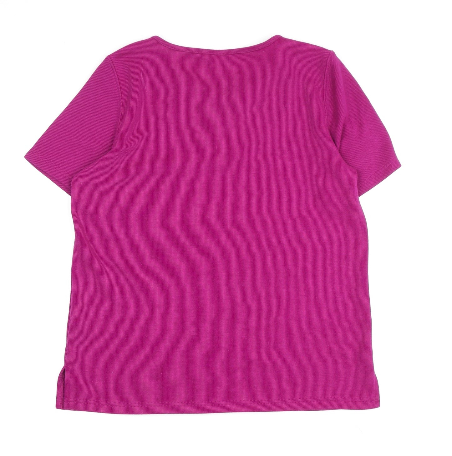 BM Casual Women's Purple Embroidered T-Shirt - Size S