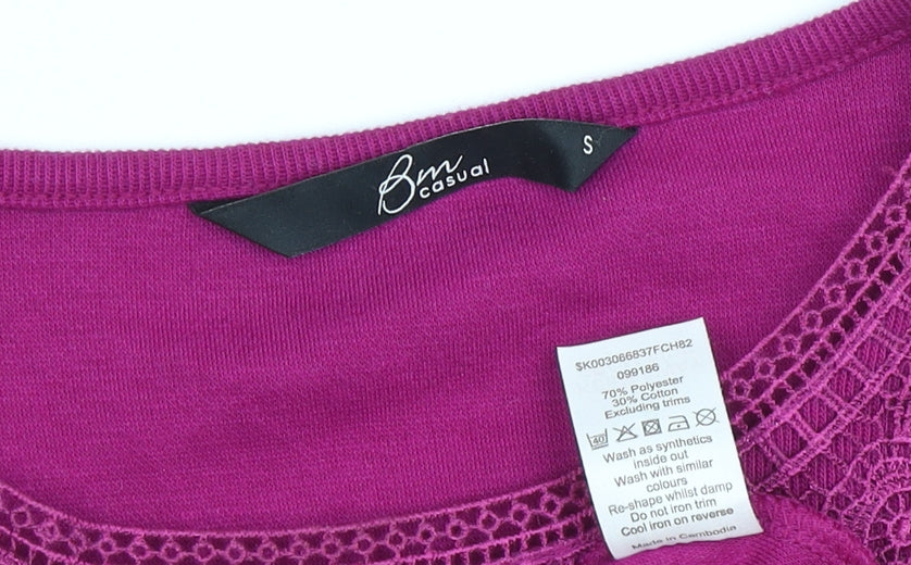 BM Casual Women's Purple Embroidered T-Shirt - Size S