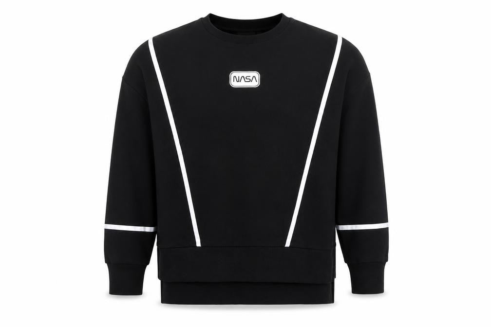 NASA Unisex Black S Reflective Pullover Sweatshirt