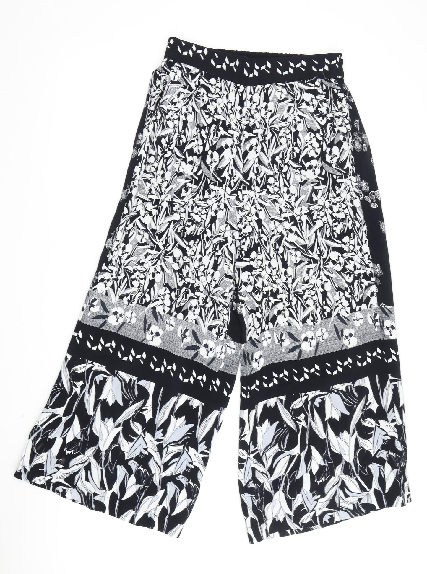 Desigual Women's Black Cropped Floral Trousers Size S