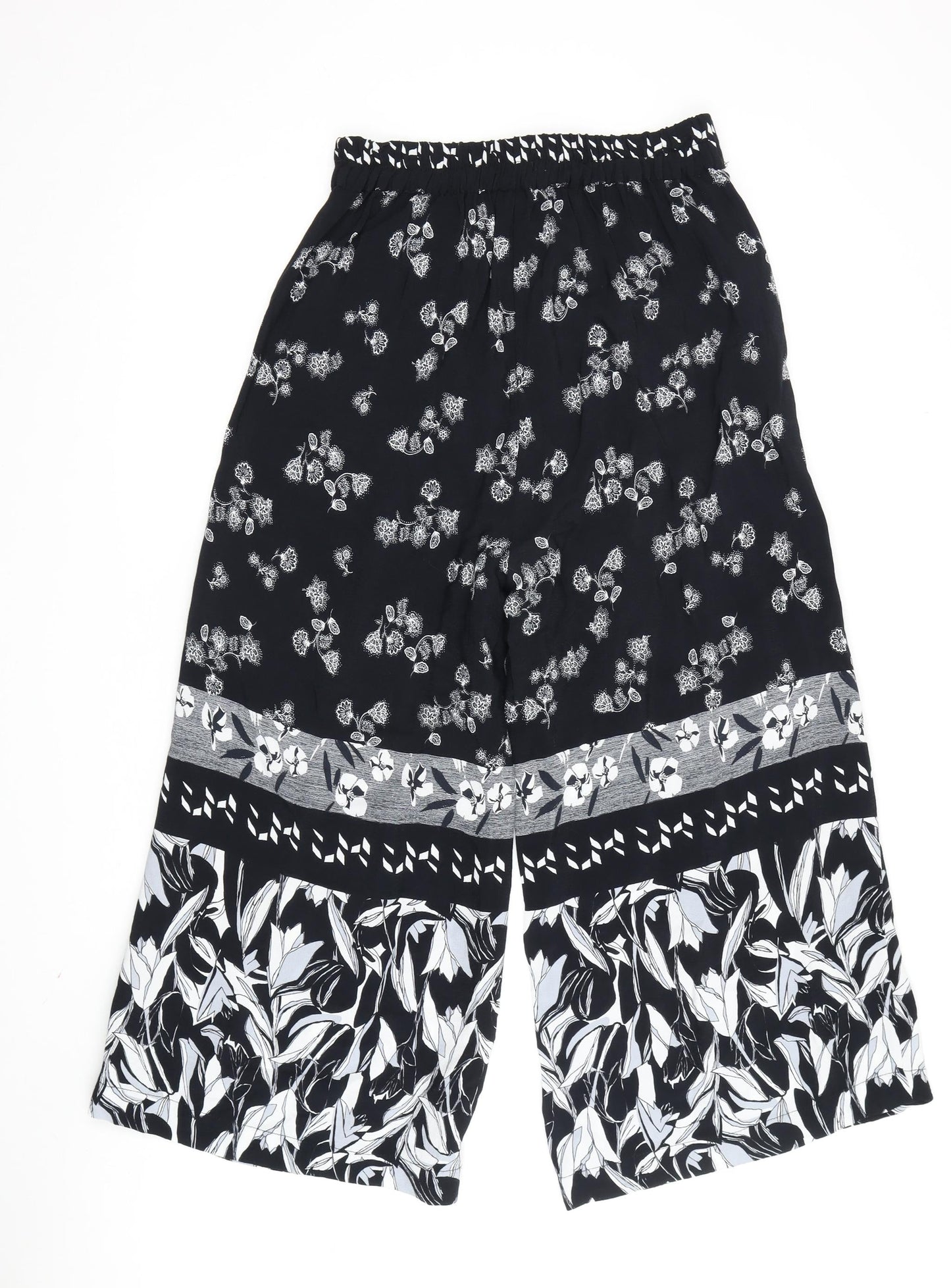 Desigual Women's Black Cropped Floral Trousers Size S
