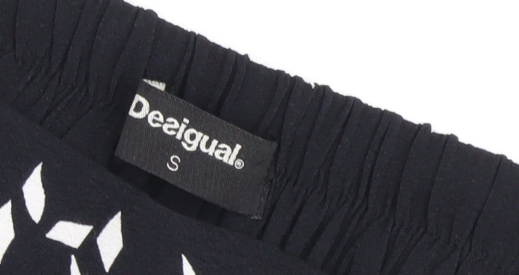 Desigual Women's Black Cropped Floral Trousers Size S