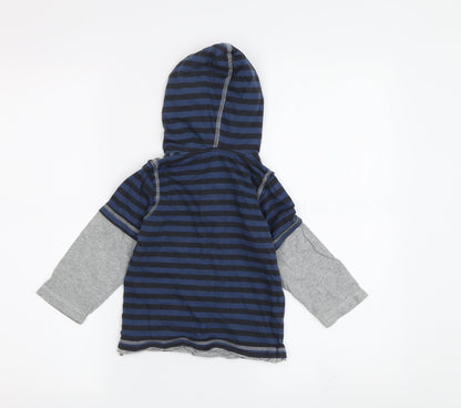 Back view of Pumpkin Patch boys’ blue striped henley jumper 24 months