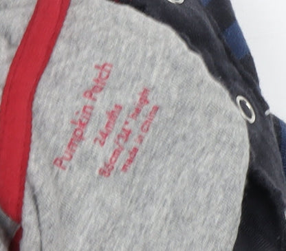 Close-up detail of Pumpkin Patch boys’ blue striped henley jumper 24 months