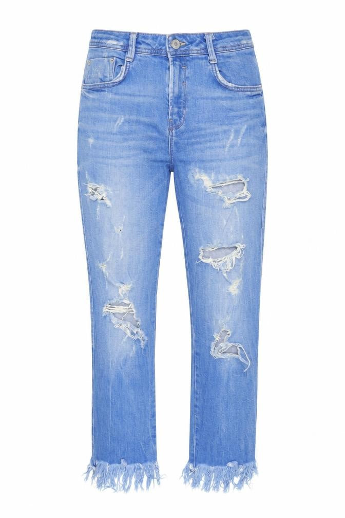 Zara Women’s Blue Distressed Jeans Size 8