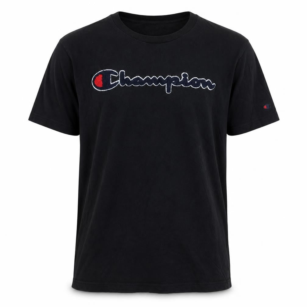 Champion Men's Black Logo T-Shirt Medium