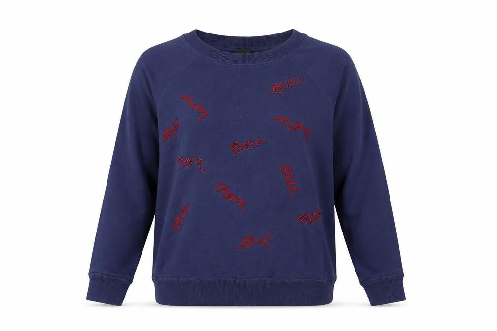J.Crew Women's Blue Embroidered Pullover Sweatshirt M