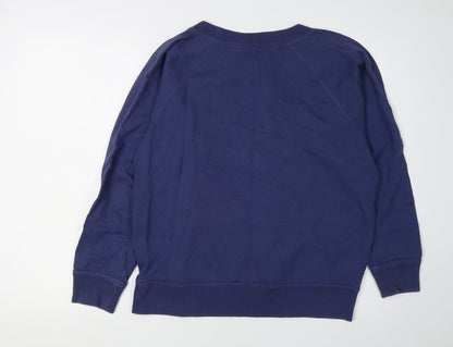 Back view of J.Crew Women's Blue Embroidered Pullover Sweatshirt M