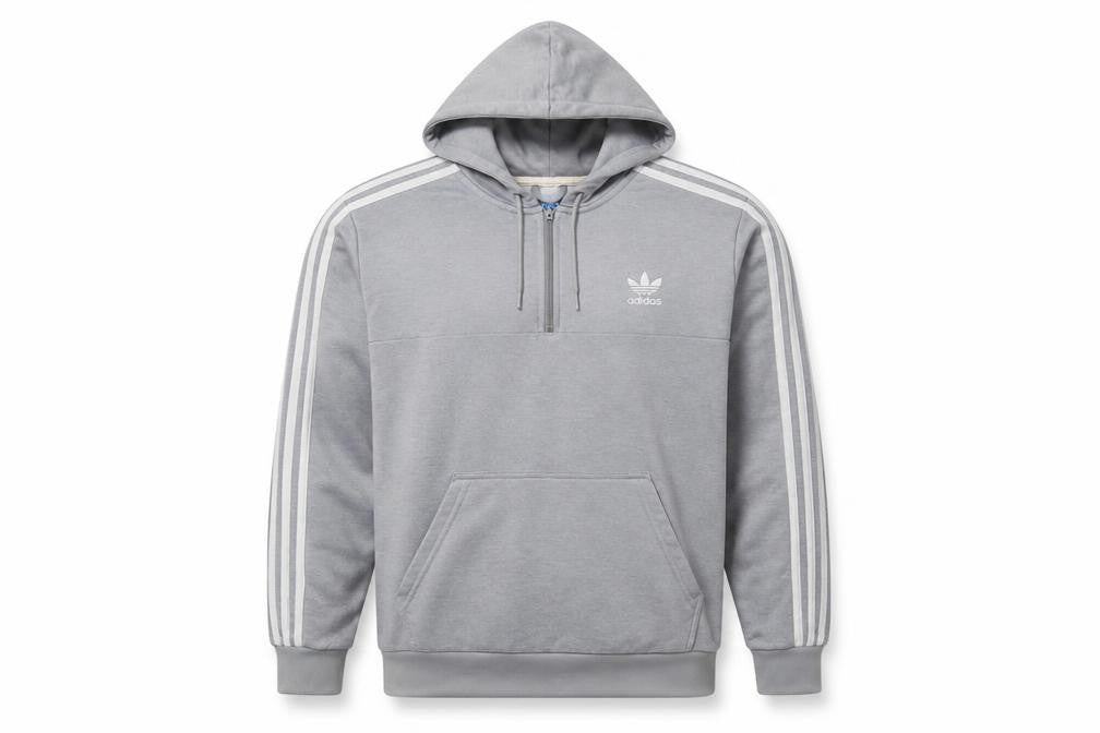 Adidas Grey 1/2 Zip Hoodie L Unisex Adults