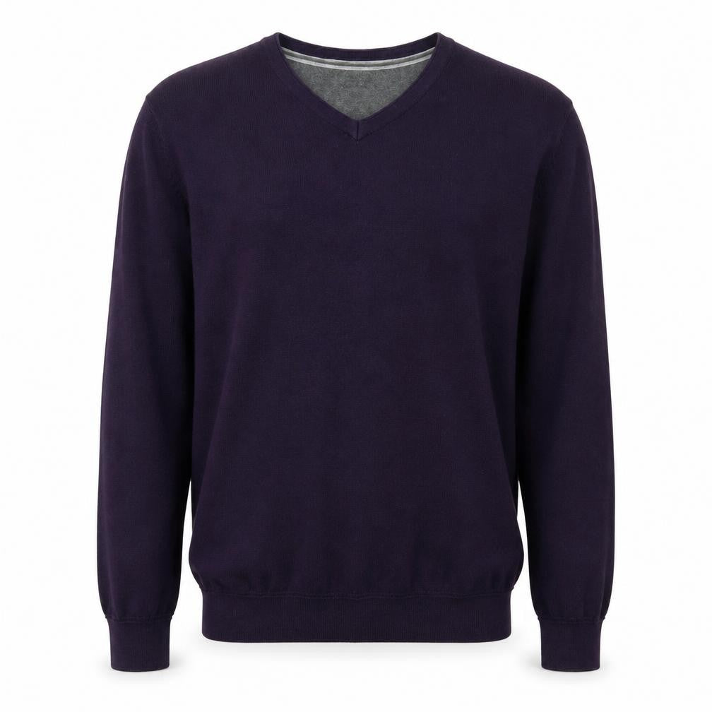 Debenhams Men's Purple V-Neck Pullover Jumper, Size L