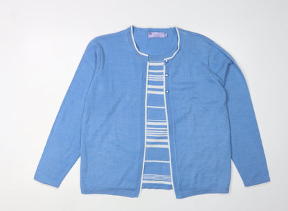 Additional front view of Honor Millburn Blue Women's Cardigan, M, Lightweight Knit