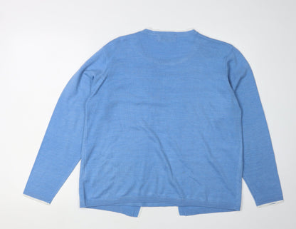 Back view of Honor Millburn Blue Women's Cardigan, M, Lightweight Knit