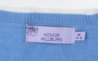 Close-up detail of Honor Millburn Blue Women's Cardigan, M, Lightweight Knit