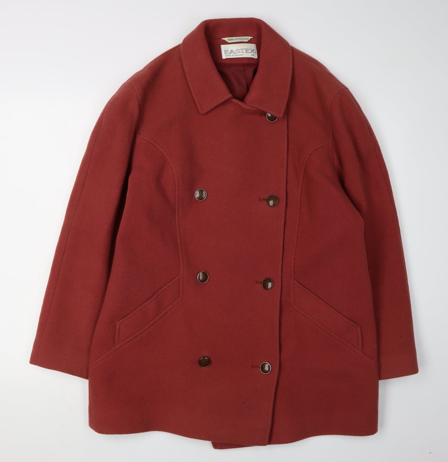 Eastex Women's Red Wool Pea Coat Size 14 Classic