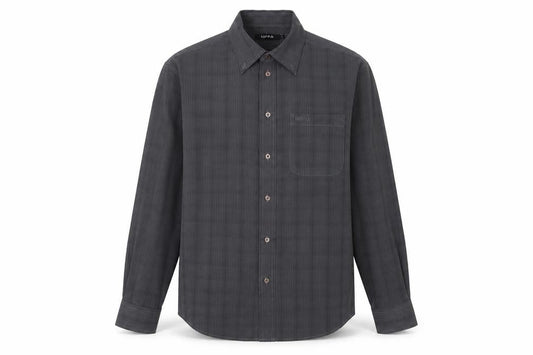HIPPO Men's Grey Checked Long Sleeve Shirt, Size S