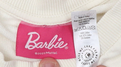 Barbie Womens White Logo Pullover Sweatshirt 16-18