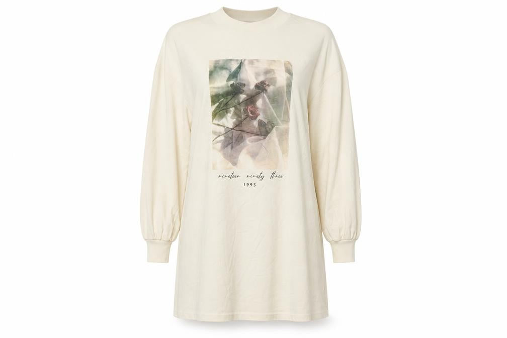 ASOS DESIGN Women's Ivory Graphic T-Shirt Dress, Size 8