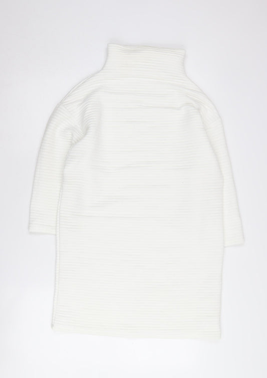 Zara Women's White High Neck Tunic Jumper S