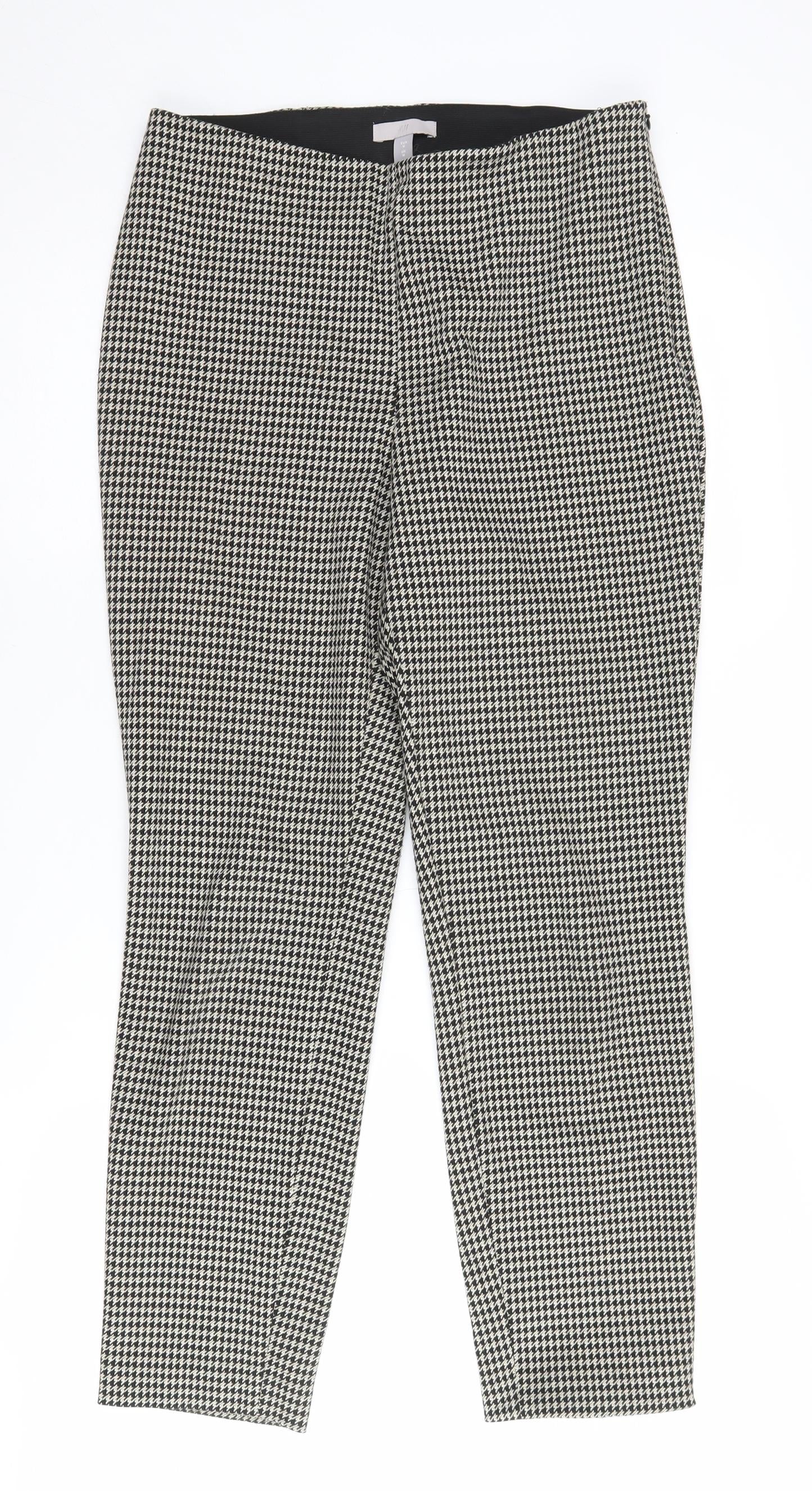 H&M Women's Black Herringbone Trousers, Size M