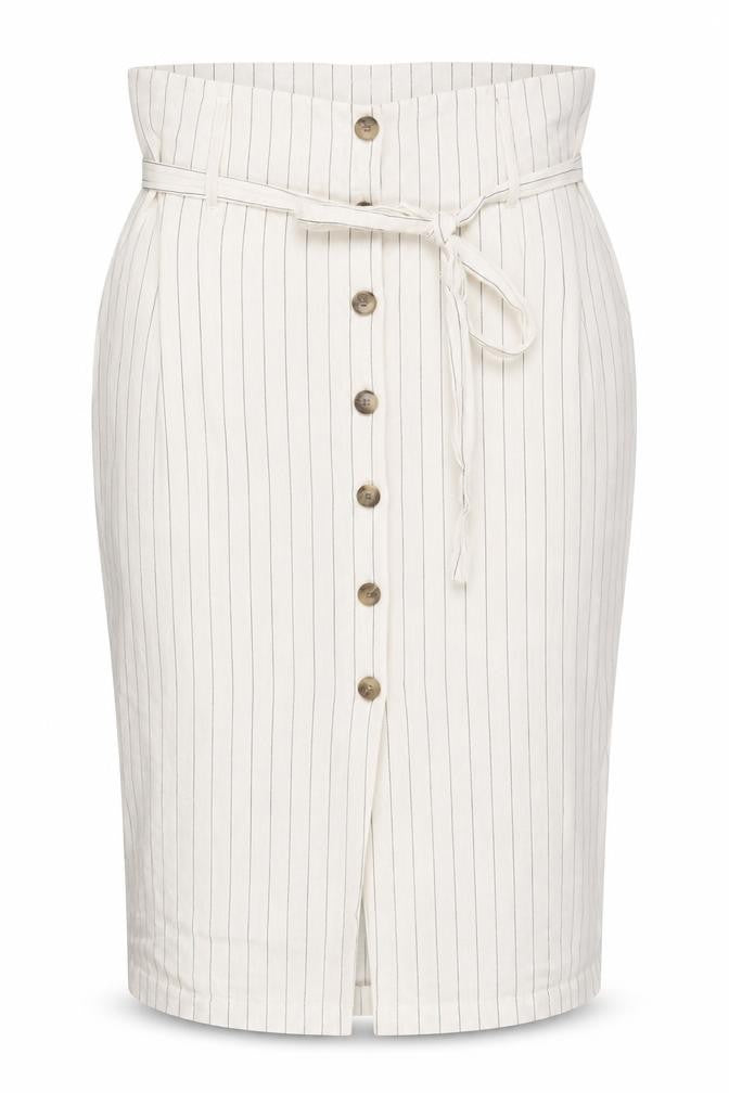 Forever 21 Women's Ivory Striped Midi Pencil Skirt