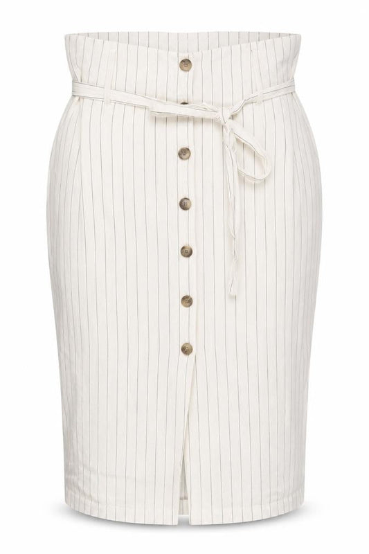 Forever 21 Women's Ivory Striped Midi Pencil Skirt