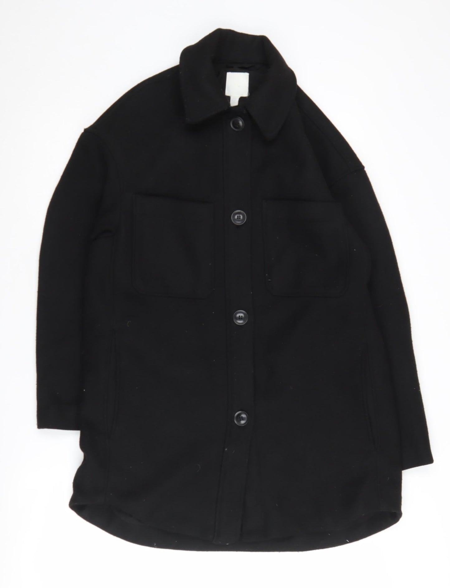 H&M Women's Black Overcoat XS Regular Fit