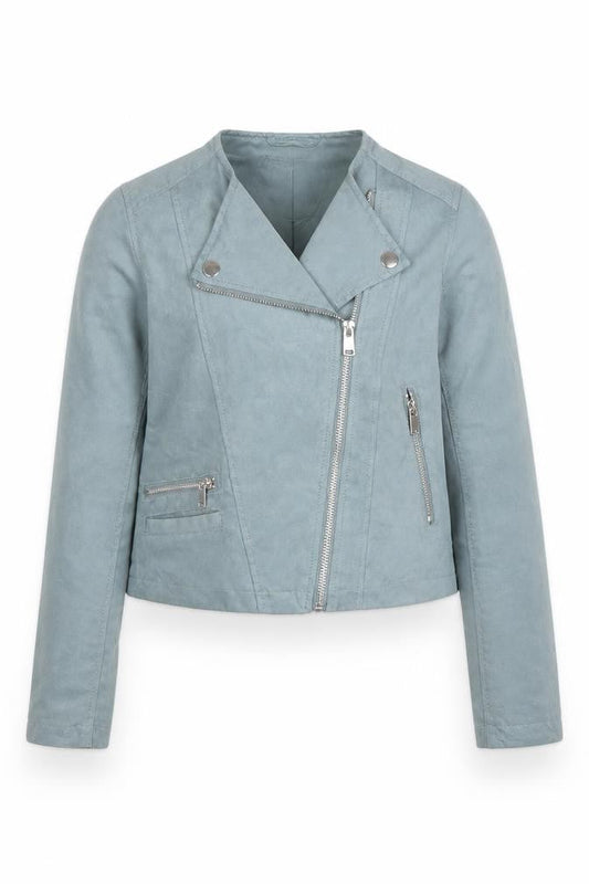 H&M Girls Green Motorcycle Jacket, 11 Years, Zipped Pockets