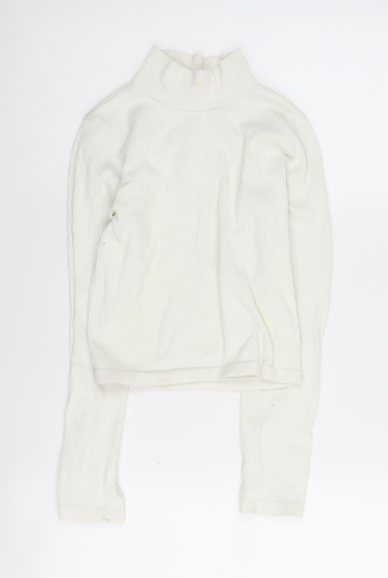 Zara Women's Ivory High Neck Pullover Jumper Size 12
